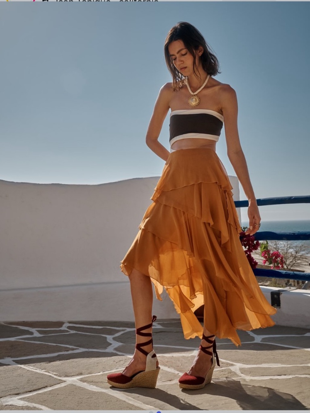 Zara Rust Tiered High-Low Ruffle Maxi Skirt - Picture 6 of 11